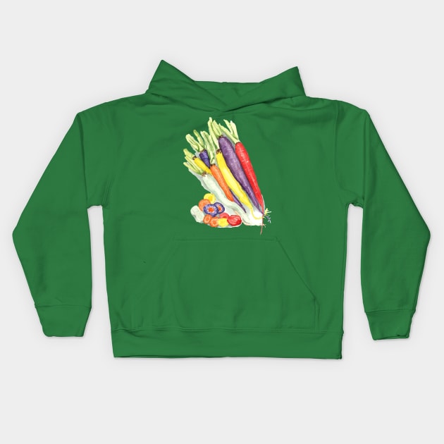 Rainbow Heirloom Carrots Kids Hoodie by thejodylinn